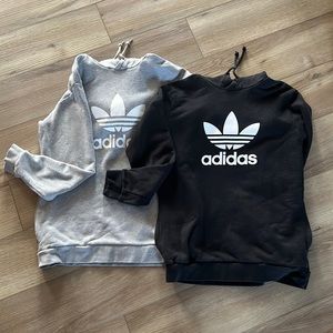 Lot of 2 Mens Adidas Trefoil gray and black sweatshirt